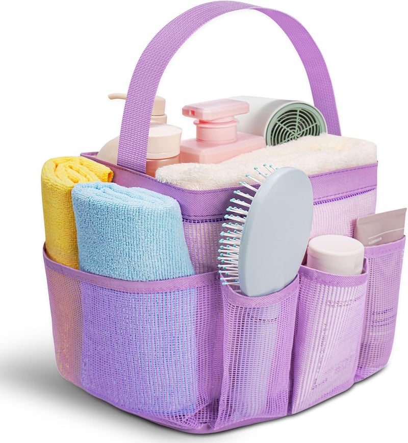 Asisnt Camping Essentials Shower Caddy Portable for College Dorm Room Essentials for Girls with 9 Pockets,Large-Capacity Shower Caddy Dorm Basket,Quick Dry Shower Bag for Gym,Travel,Swim,Beach-Purple - Image 1
